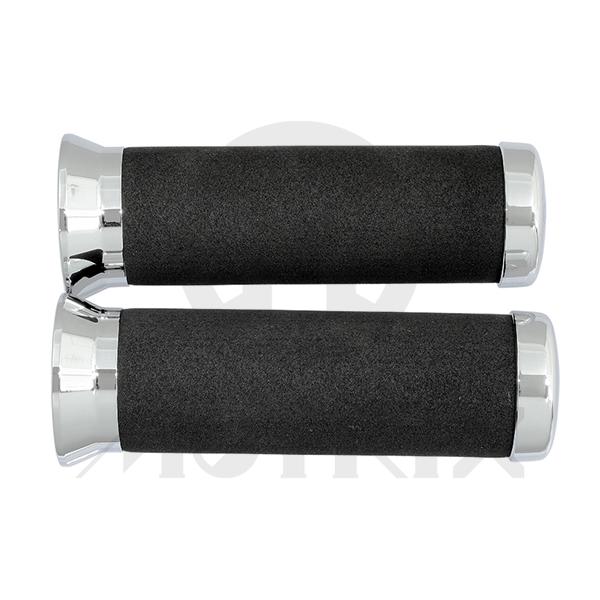 Custom foam grips, chrome end. L: 135mm fits (7/8'', 1'')