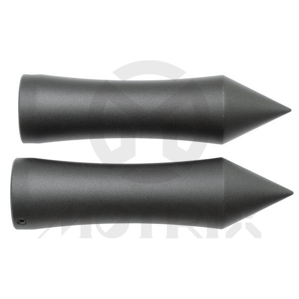 Spiked aluminum grips sand spray finished. L: 155mm fits (7/8'', 1'')
