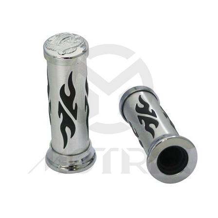 Alloy grips with 2 fire mark & eagle chrome end. L: 130mm fits (7/8'', 1'')