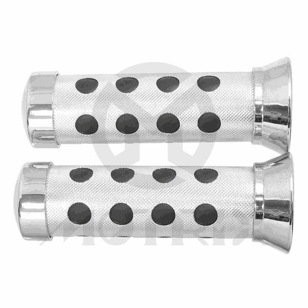 Alloy grips with black dot. L: 135mm fits (7/8'', 1'')