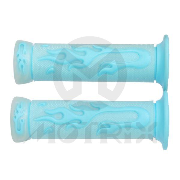 Blue rubber grips blue fire. L: 128mm fits (7/8'', 1'')