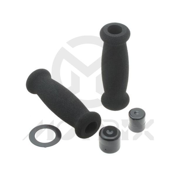 Soft foam grips with bar end. L: 130mm, black, barrel