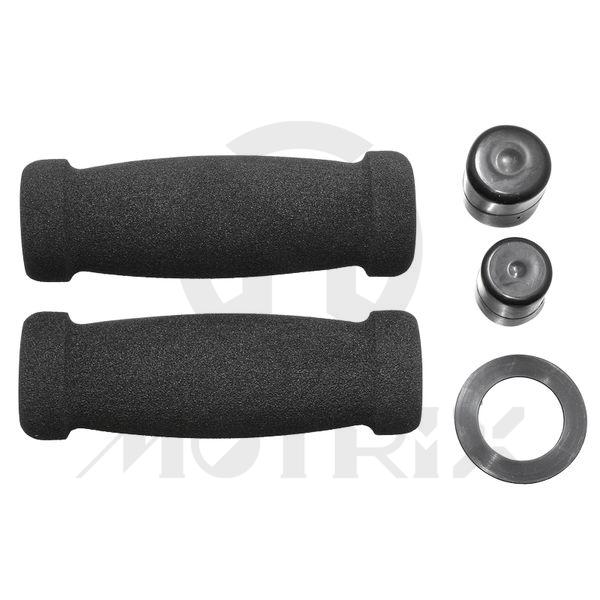 Foam rubber grips with bar end cap. L: 130mm fits (7/8'', 1'')