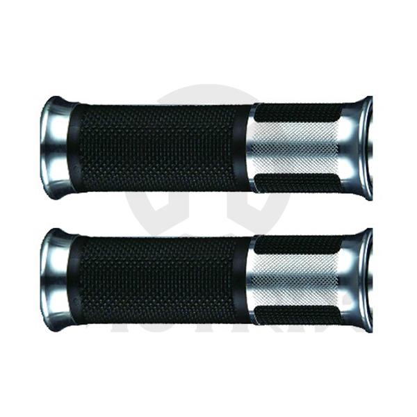 Classic rubber grips chrome / black, L: 120mm fits (7/8'', 1'')