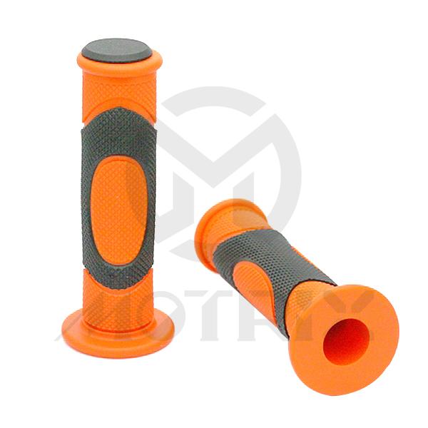 Orange / black rubber grips with open end. L: 125mm fits (7/8'', 1'')