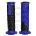 Motorcycle grips, open end. L/123mm, 7/8"+1". Material: TPR (flange blue / body black)