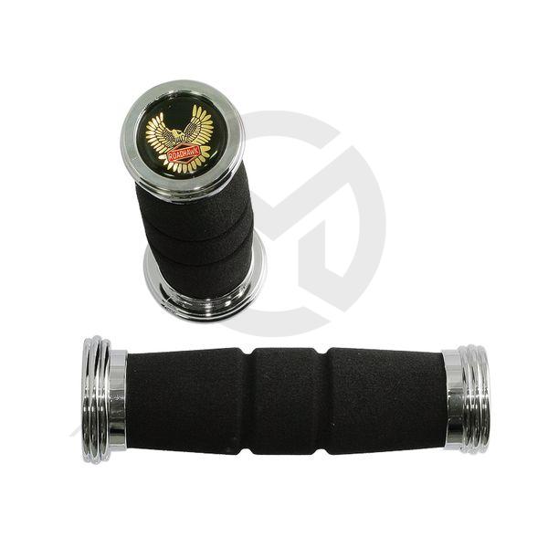 Foam grips with chrome plastic end