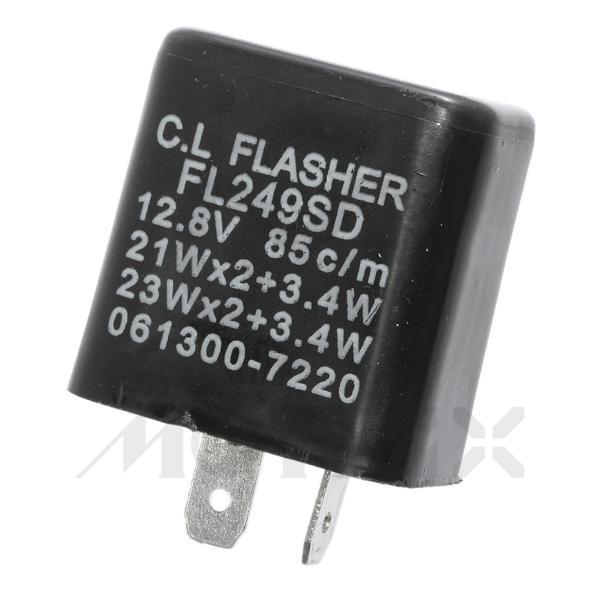 [48-033A2] Flasher relay for LED indicator, 12V / 23W 2pins. Square type