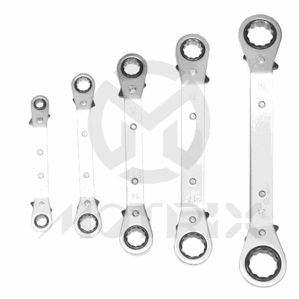 [84-08915] 5Pc ratchet ring spanner set 6*8，10*11，13*14，15*17，19*22 mm