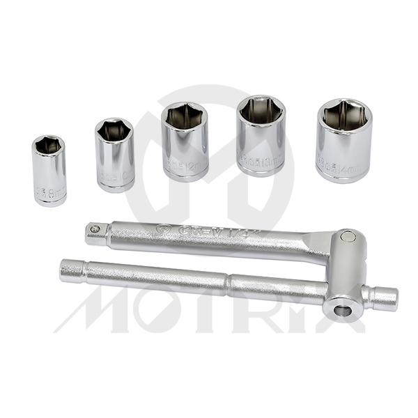 [84-09411] T-handle folding set 1/4 inch 8/10/12/13/14 chrome vanadium