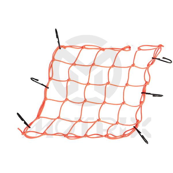 [84-17042] Cargo net fluorescent orange 15 inch*15 inch 6h steel hooks. Color: Fluorescent orange