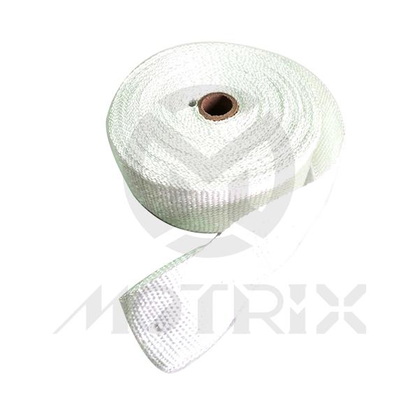 [84-24401] White fiberglass exhaust wrap, thickness:1mm/ width:50mm/ length: 15m