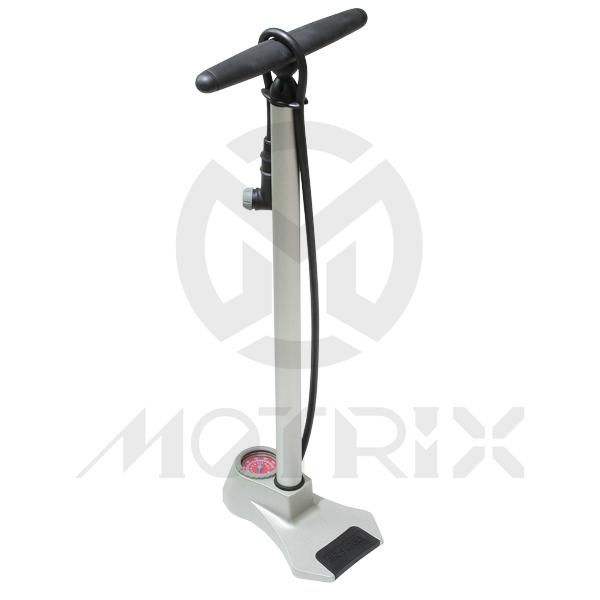 [84-28100] High pressure floor pump alum die-cast base,clever valve, 2 inch gauge,double-injection softtouch hand