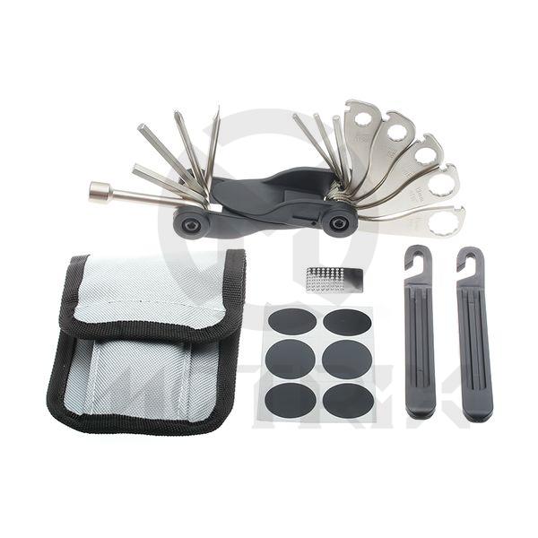[84-28500] 32 In 1 nylon folding bike tool & repair kit.