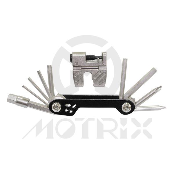 [84-28503] Bike tool, 17 function 2/2.5/3 /4/5/6/8mm, T25 torx + & screw driver, chain tool spoke wrench 14g/15g/0.136, 0.156, 8/10mm wrench 149.0 grams