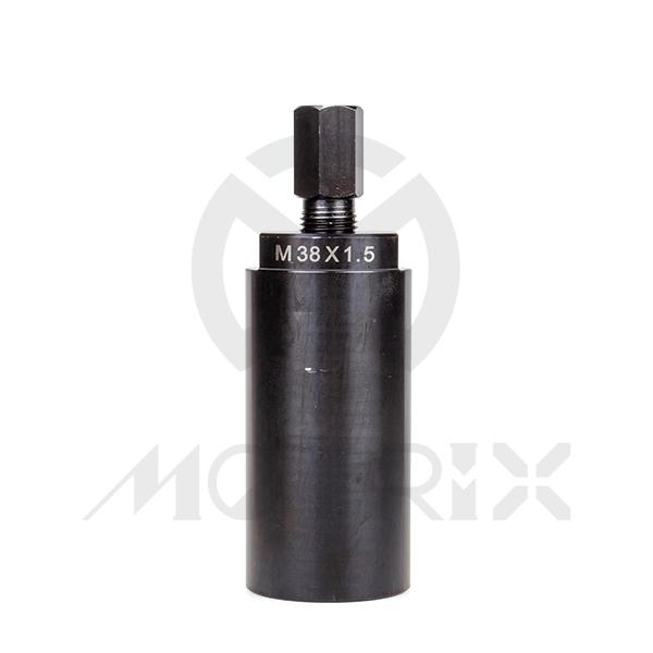 [84-31814] Flywheel puller , 38mm x 1.5 Right hand thread (female) , lubricate all areas before use. Applications: kawasaki: fits most klx 400 dirt bikes, kxf 400, ksf 250, ksf 400 quad models, zx 9 and zx 12 street bikes models. Suzuki: fits most gsx, gs and gn str