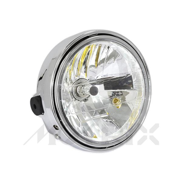 [669-09015] Headlight 7'' side mount, bulb H4 12V 60/55W, diamond lens, U.K. type