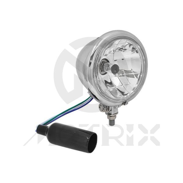 [669-12415] Headlight 4 1/2'' H4 diamond lens, bottom mount 12V 35/35W