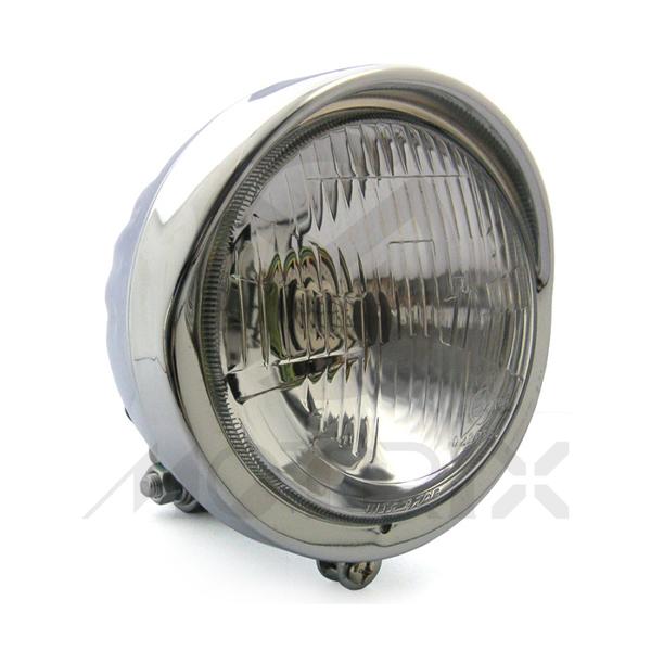 [669-6J9-D] Buffalo headlight 5 1/2'' bottom mount with visor housing side, H4 12V 60/55 (H+L), DOT approved