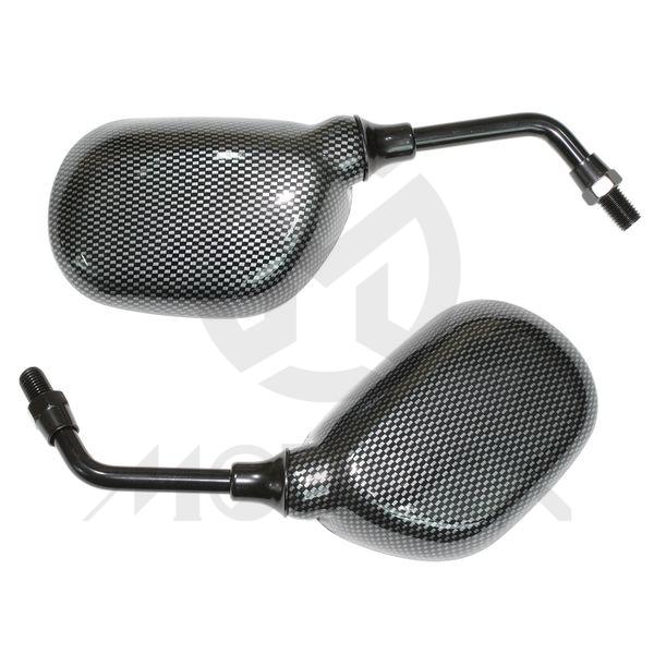 [209-10112] (Pair) Mirror for universal, mini carbon look fashion style with 10mm thread