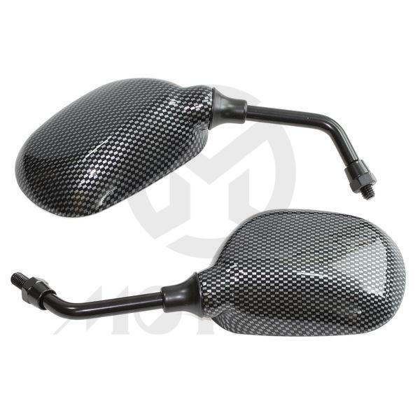 [209-10112A] (Pair) Mirror for universal, mini carbon look fashion style with 8mm thread