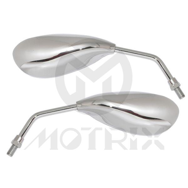 [209-10410] (Pair) Mirror for universal, mini chrome fashion style. With 10mm thread