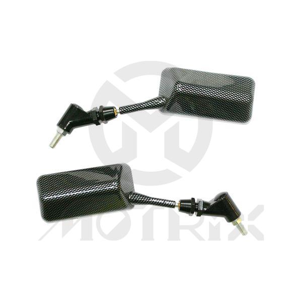 [209-121-A] (Pair) Mirror for universal, fashion style carbon look. With 8mm thread