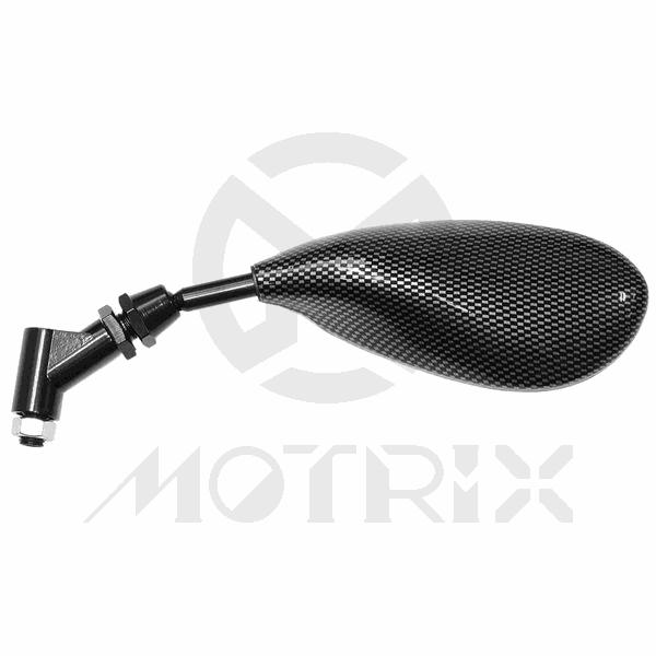 [209-12612] (Pair) Mirror for universal, fashion style mirror. Tear-drop style carbon look. With 10mm thread