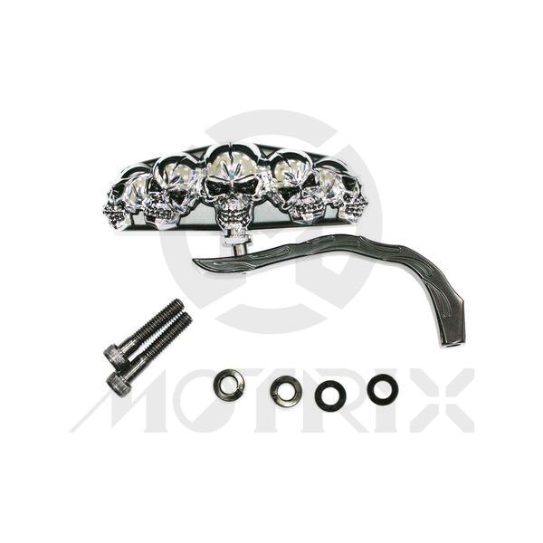 [209-18402-A22] (1 PC) Mirror for universal, alloy five skulls style, black