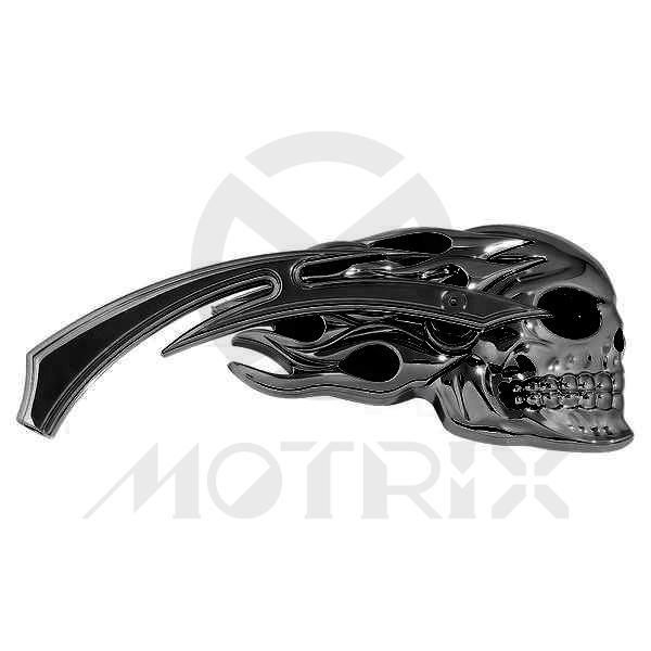 [209-19302] (Pair) Mirror for universal, flame skull style, black