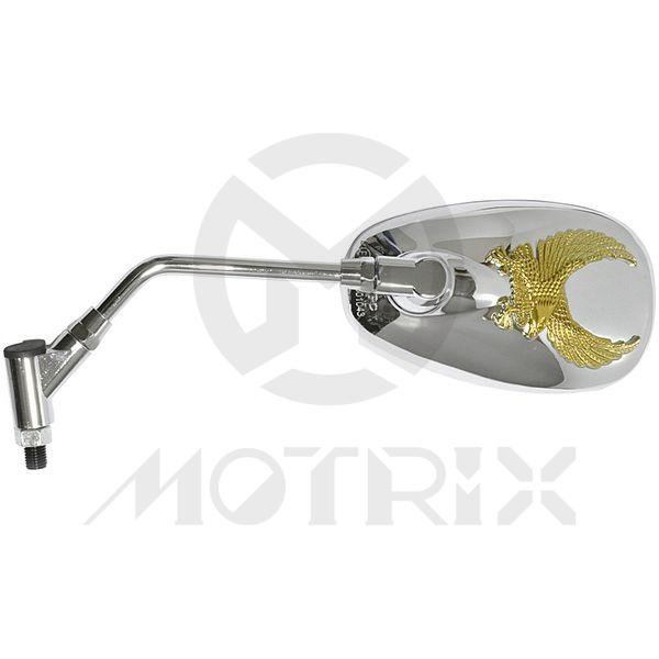 [209-20201] (Pair) Mirror for universal, gold eagle style with 10mm thread (10mm x 6.1” stem)