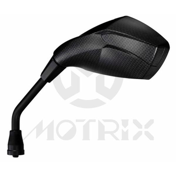 [209-25112] (Pair) Mirror for universal, 8mm thread, black steel arm / carboon look