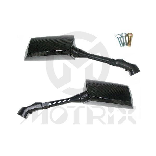 [209-25312] (Pair) Mirror for universal, 8mm thread, black alloy arm / carboon look