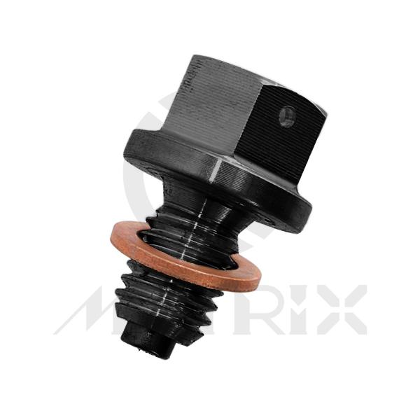 Black magnetic oil drain bolt, screw thread M10xP1.5