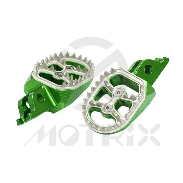 [543-20208I] New screws type aluminum foot rest with aluminum bracket in gunmetal color, and stainless screws for KAWASAKI KXF250, KXF450, KX250, KX450, green