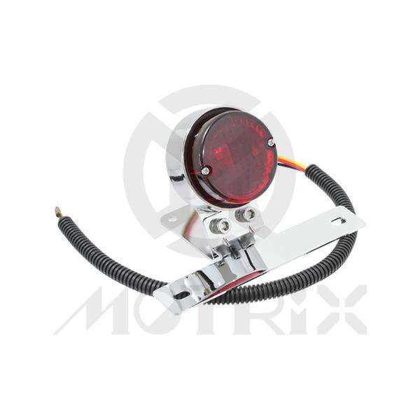 Universal bulb taillight, red lens, chrome housing