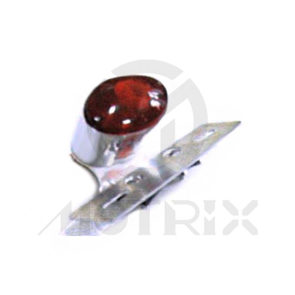 Universal mini cat eye taillight, red lens, with bracket