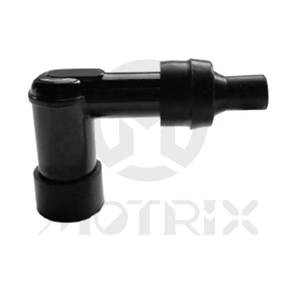 [28-03102] Spark plug resistor covers. External appearance: 90°. Elbow type(long). Adaptable plug terminal: threaded. Accessory: with special water-proof cover. NGK Type: LD05F