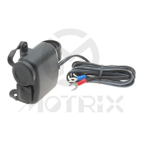 USB power supply with handlebar mount DC 12V/24V, 1.5M cable, water resistant