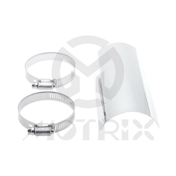 Straight universal heat shield chrome 6 inch