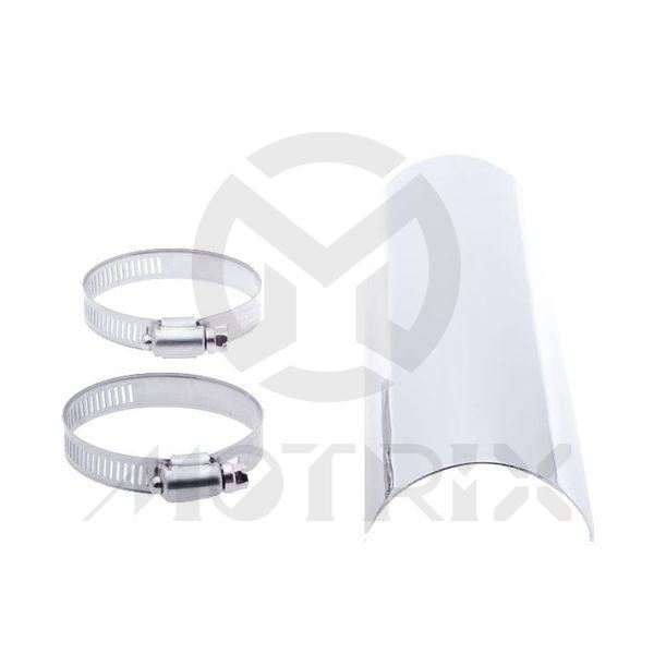 Straight universal heat shield chrome 10 inch inner size 2-1/2 inch